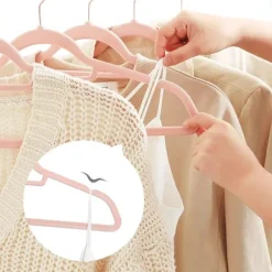 Klädgalgar 30-pack halkfria - Galge med sammetsyta Roséguld / Rosa