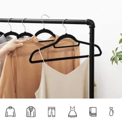 Klädgalgar 20-pack halkfria - Galge med sammetsyta - Svart