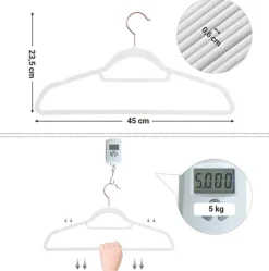 Klädgalgar 50-pack halkfria - Galge med sammetsyta - Vit