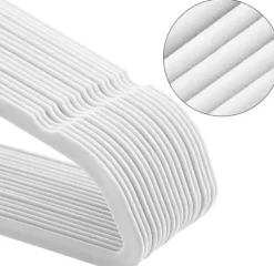 Klädgalgar 50-pack halkfria - Galge med sammetsyta - Vit