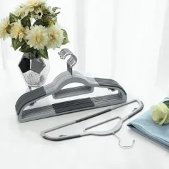 Klädgalgar 30-pack halkfria Galgar med Gummi anti-slip - Mörkgrå