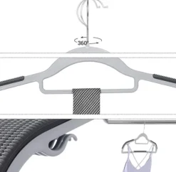 Klädgalgar 30-pack halkfria Galgar med Gummi anti-slip - Mörkgrå