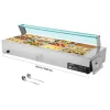 Kommersiell buffévärmare och matvärmare - Elektrisk bain-marie bänkmodell - Rostfritt stål - 1700 W - 12 pannor - Soppslev och perforerad slev