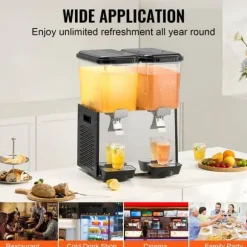 Kommersiell dryckedispenser 18L, 2 tankar, kall juice, effektiv servering, hållbar design, perfekt för caféer