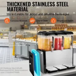 Kommersiell dryckedispenser 12L x 3 tankar, hög kapacitet, kall juice, perfekt för caféer och restauranger