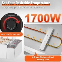 Kommersiell elektrisk bänkvarmare 5*8 Qt med glasskydd, effektiv matlagning, håll varmt, idealisk för restauranger och evenemang