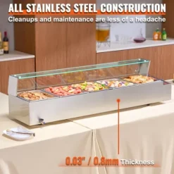 Kommersiell elektrisk bänkvarmare 5*8 Qt med glasskydd, effektiv matlagning, håll varmt, idealisk för restauranger och evenemang
