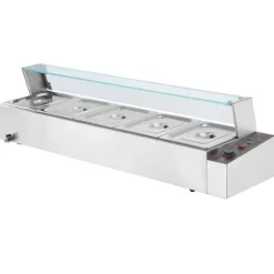 Kommersiell elektrisk bänkvarmare 5*8 Qt med glasskydd, effektiv matlagning, håll varmt, idealisk för restauranger och evenemang