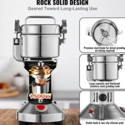 Kommersiell elektrisk kryddkvarn 300g, höghastighetskvarn för spannmål, effektiv och snabb, finmalet resultat, idealisk för matlagning