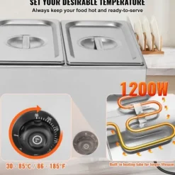 Kommersiell Elektrisk Matvärmare 3-Pannor Bänkskiva Buffé 16,5L Bain Marie, effektiv värmelösning för restauranger och catering