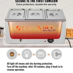 Kommersiell Elektrisk Matvärmare 3-Pannor Bänkskiva Buffé 16,5L Bain Marie, effektiv värmelösning för restauranger och catering