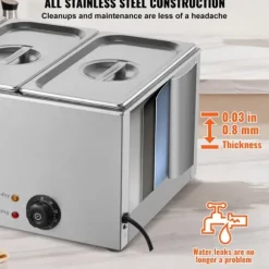 Kommersiell Elektrisk Matvärmare 3-Pannor Bänkskiva Buffé 16,5L Bain Marie, effektiv värmelösning för restauranger och catering