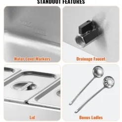 Kommersiell Elektrisk Matvärmare 3-Pannor Bänkskiva Buffé 16,5L Bain Marie, effektiv värmelösning för restauranger och catering