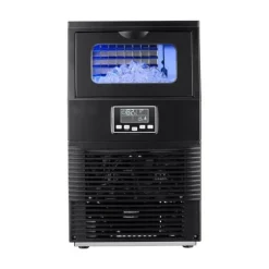 Kommersiell ismaskin - Fristående isbitsmaskin - 36 kg/24 h - 5,4 kg isförvaring - 32 isbitar/cykel - LED-display - Självrengöring - Rostfritt stål