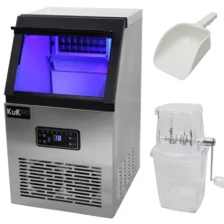 Kommersiell Ismaskin i Rostfritt Stål För Restaurang 40 KG Is På 24 H Bar Café Konditori Ismaskiner Automatiskt Vattenintag 22 mm Storlek Per Iskub