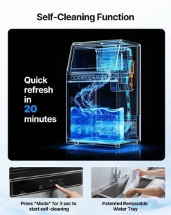 Kommersiell ismaskin/isbitsmaskin - Underbänk/fristående - Kapacitet 59 kg/dygn - Förvaring 15 kg - Rostfritt stål - Självrengöring