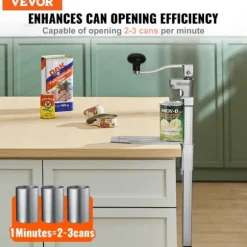 Kommersiell konservöppnare - Manuell bordsmonterad - Kraftig - Höjdjusterbar - För burkar upp till 30 cm höjd - Rostfritt stålblad