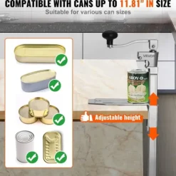 Kommersiell konservöppnare - Manuell bordsmonterad - Kraftig - Höjdjusterbar - För burkar upp till 30 cm höjd - Rostfritt stålblad