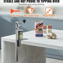 Kommersiell konservöppnare - Manuell bordsmonterad - Kraftig - Höjdjusterbar - För burkar upp till 30 cm höjd - Rostfritt stålblad