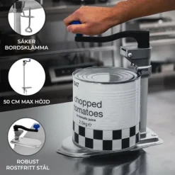 Kommersiell Konservöppnare 50 cm Rostfritt Stål Stor Manuell Burköppnare Professionell Kök Catering Restaurang Bordsklämma Justerbar Bänkskruvar