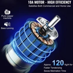 Kommersiell köttmörare, kraftigt rostfritt stål, kötttång, rengöringsborste, 450 W elektrisk för nötkött, kalkon, kyckling.
