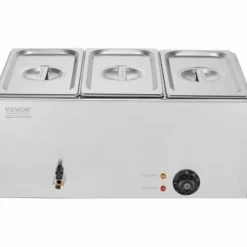 Kommersiell matvarmhållare, 3-fack 16,5L, 54x36x25 cm, Silver, Rostfritt stål