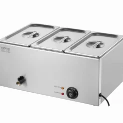 Kommersiell matvarmhållare, 3-fack 16,5L, 54x36x25 cm, Silver, Rostfritt stål