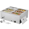Kommersiell Matvärmare, 1500W Elektrisk, Rostfritt Stål, 6 Pannor, Snabbvärmande, för Catering och Fester