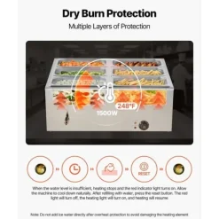 Kommersiell Matvärmare, 1500W Elektrisk, Rostfritt Stål, 6 Pannor, Snabbvärmande, för Catering och Fester