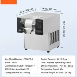 Kommersiell Snömaskin, 176LBS/24H Modell, Glassmaskin i Rostfritt Stål