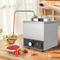 Kommersiell såsdispenser - Elektrisk enkelpump - Uppvärmd - 2 L kapacitet - 650 W - 220 V/50 Hz - 201 rostfritt stål - Silver