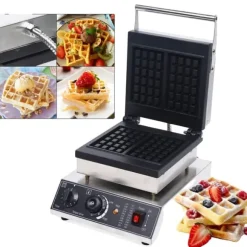 Kommersiell Våffeljärn, 1500W Effekt, Teflon Non-Stick Beläggning,EU, svart