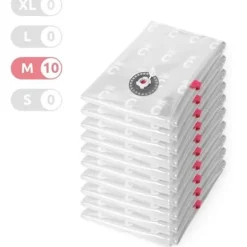 KOMPAKTOR Förpackning med 10 kompressionspåsar - Storlek M - Transparent