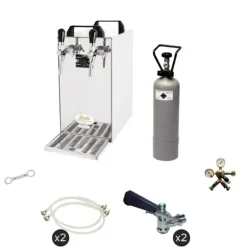 Komplett set - Öltapp - kontakt 40 två linjer torr kylare, run kylare 50 liter/h, KEG:Type M, KEG 2:Type D