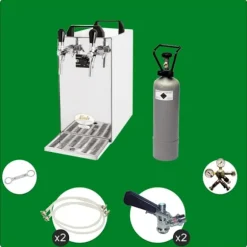 Komplett set - Öltapp - kontakt 40 två linjer torr kylare, run kylare 50 liter/h, KEG:Type G, KEG 2:5 liters adapter