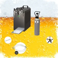 Komplett set - Öltapp - STREAM 80 ölkassett, flödeskylare 2-linjers torrkylare, KEG:Type D, KEG 2:KeyKeg