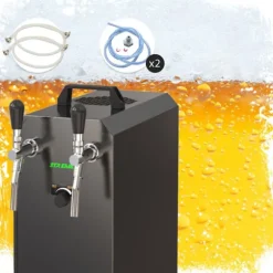 Komplett set - Öltapp STREAM 50K med luftpump ölkorg, flödeskylare 2-ledare torrkylare, upp till 55 liter/h - BLACK EDITION, KEG:Type G, KEG 2:KeyKeg | CDON