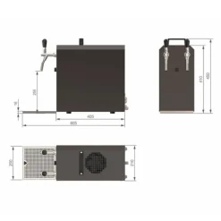 Komplett set - Öltapp STREAM 50K med luftpump ölkorg, flödeskylare 2-ledare torrkylare, upp till 55 liter/h - BLACK EDITION, KEG:utan, KEG 2:Type M