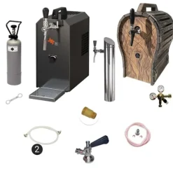 Komplett set under disk - Öltapp JET 30 en linje torr kylare, 35 liter/h -Bierkoffer med trätunna, KEG:Type A