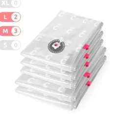 Kompressionspåsar - COMPACTOR - Paket om 5 - Storlekar M och L - Transparent - Vakuumförpackade