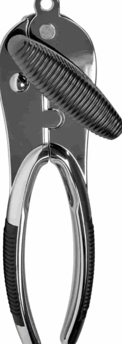 Konservöppnare av stål med greppvänligt handtag