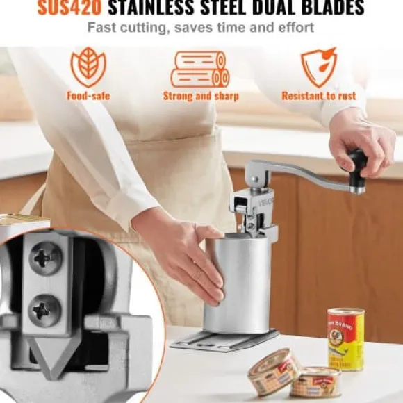 Konservöppnare, kraftig manuell bordsmodell, 23,5x10x74 cm, justerbar, stål