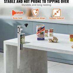 Konservöppnare, kraftig manuell bordsmodell, 23,5x10x74 cm, justerbar, stål