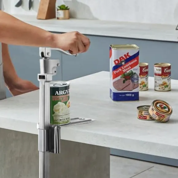 Konservöppnare, Kraftig manuell bordsmodell, 23,5x10x66 cm, Justerbar, Stål