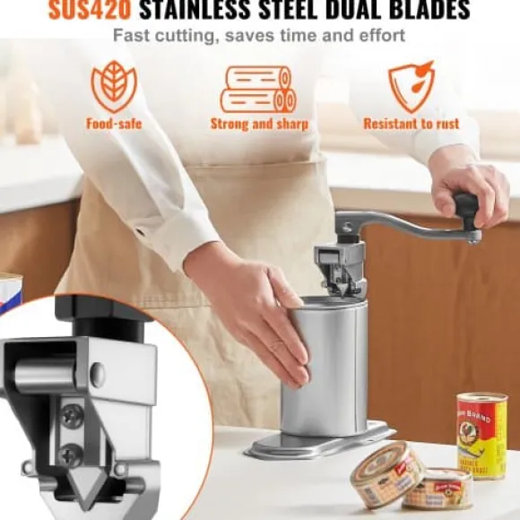 Konservöppnare, Robust manuell bordsmodell, 25.3x11.3x85.3 cm, Justerbar, Rostfritt stål