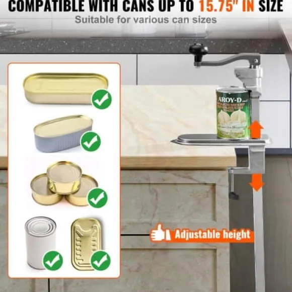 Konservöppnare, Robust manuell bordsmodell, 25.3x11.3x85.3 cm, Justerbar, Rostfritt stål