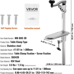 Konservöppnare, Robust manuell bordsmodell, 25.3x11.3x74.2 cm, Justerbar, Rostfritt stål