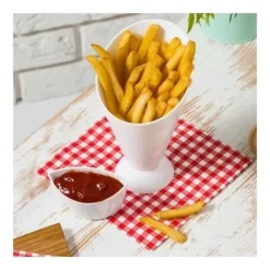 Kontallrik 2 i 1 pommes frites hållare kornett med kopp