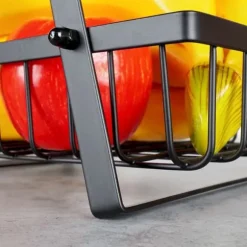 Korg för frukt och grönsaker, svart, metall, 3-vånings, VILDE 229111