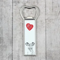 Korthårig foxterrier - flasköppnare med en hund, personlig kylöppnare, unik present till en man från Art-Dog